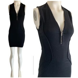 IRO Mini Sheath Dress Zip V Neck Sz 36 Stretch Linen Blend